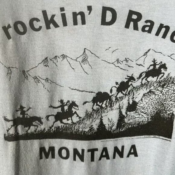 Jerzees by Russell Montana Western Cowboy Ranch Graphic T Shirt Size XL 80s USA - Picture 4 of 4